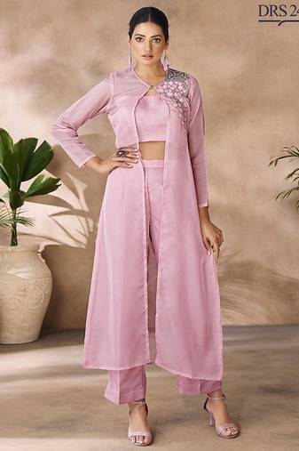 Pastel pink organza co-ord set