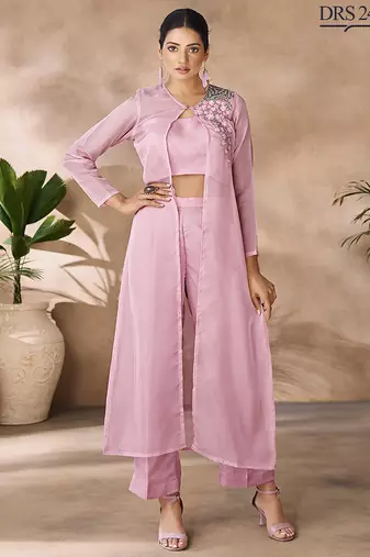 Pastel pink organza co-ord set