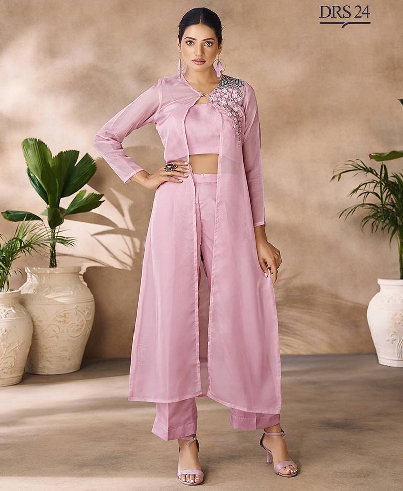 Pastel pink organza co-ord set