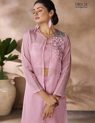 Pastel pink organza co-ord set 4