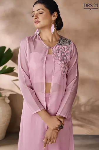 Pastel pink organza co-ord set