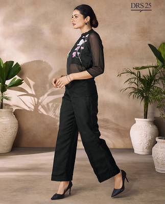 Black organza handwork co-ord set 2