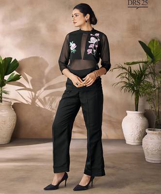Black organza handwork co-ord set 3