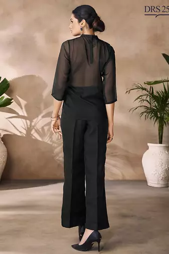 Black organza handwork co-ord set