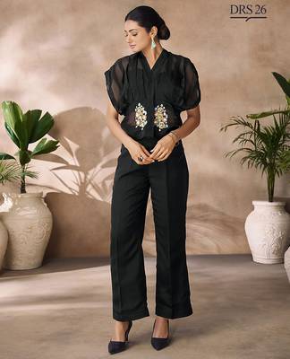 Chic black handworked top trousers set 2