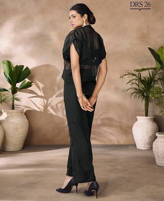 Chic black handworked top trousers set 4