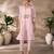 Elegant pink organza co-ord set with embroidered long jacket