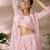 Elegant pink organza co-ord set with embroidered long jacket