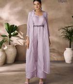 Lavender organza co-ord set with belted waist detailing