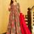 Red rayon digital print anarkali gown with dupatta set