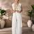 Hand-embroidered beaded crop top with flowy palazzo & sheer cape