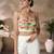 Hand-embroidered beaded crop top with flowy palazzo & sheer cape