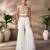 Hand-embroidered beaded crop top with flowy palazzo & sheer cape