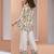 Elegant white floral printed co-ord set with stylish tulip motif