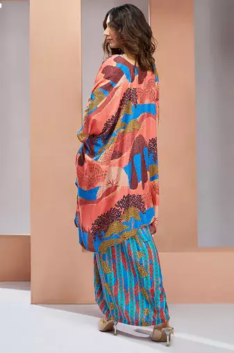 Aqua blue pure muslin printed co-ord set
