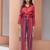 Coral pink printed co-ord set for women
