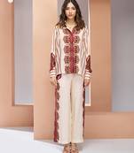 Cream printed co-ord set for women