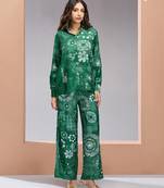 Elegant green printed muslin co-ord set
