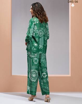 Elegant green printed muslin co-ord set 4