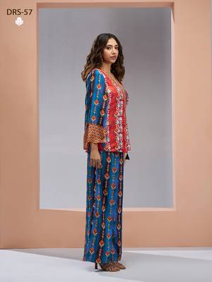 Navy blue kimono style printed co-ord 1