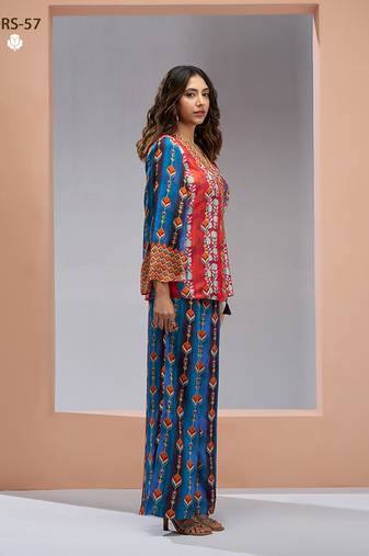 Navy blue kimono style printed co-ord