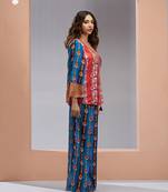 Navy blue kimono style printed co-ord