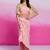 Elegant pastel pink floral embroidered co-ord set with cape