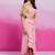 Elegant pastel pink floral embroidered co-ord set with cape