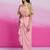 Elegant pastel pink floral embroidered co-ord set with cape