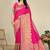 Premium light rani pink row pashmina silk blend party wear saree with blouse