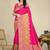 Premium light rani pink row pashmina silk blend party wear saree with blouse