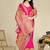 Premium light rani pink row pashmina silk blend party wear saree with blouse