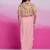 Elegant pastel pink floral embroidered co-ord set with cape