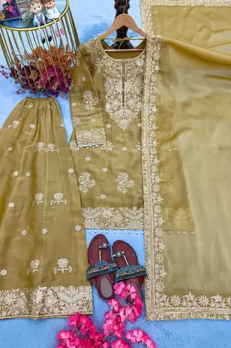 Mustard Color  Embroidery and Sequence Work Salwar Suit