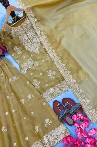Mustard Color  Embroidery and Sequence Work Salwar Suit