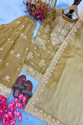 Mustard Color  Embroidery and Sequence Work Salwar Suit
