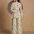 Elegant beige floral printed a-line top with flared palazzo co-ord set