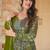 Green rayon digital print anarkali gown with dupatta set