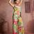 Elegant green muslin cord set with vibrant floral print