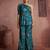 Teal floral one-shoulder peplum top and pants set
