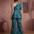 Teal floral one-shoulder peplum top and pants set