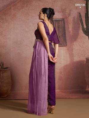 Wine organza two-piece co-ord set with cutdana & moti hand embroidery 4