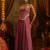 Pink georgette embroidered corset top with palazzo and artificial shell detailing
