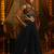 Black georgette palazzo set with thread, mirror & shell detailing