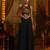 Black georgette palazzo set with thread, mirror & shell detailing