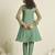 Sea green chiffon kurta set with sheer sleeves and hand embellished detailing