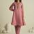 Peach pure tissue geometric hand-work round kurta set with matching bottom