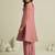 Peach pure tissue geometric hand-work round kurta set with matching bottom