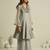 Elegant grey chiffon a-line kurta set with hand-embroidered bead and sequin detailing