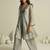 Elegant grey chiffon a-line kurta set with hand-embroidered bead and sequin detailing